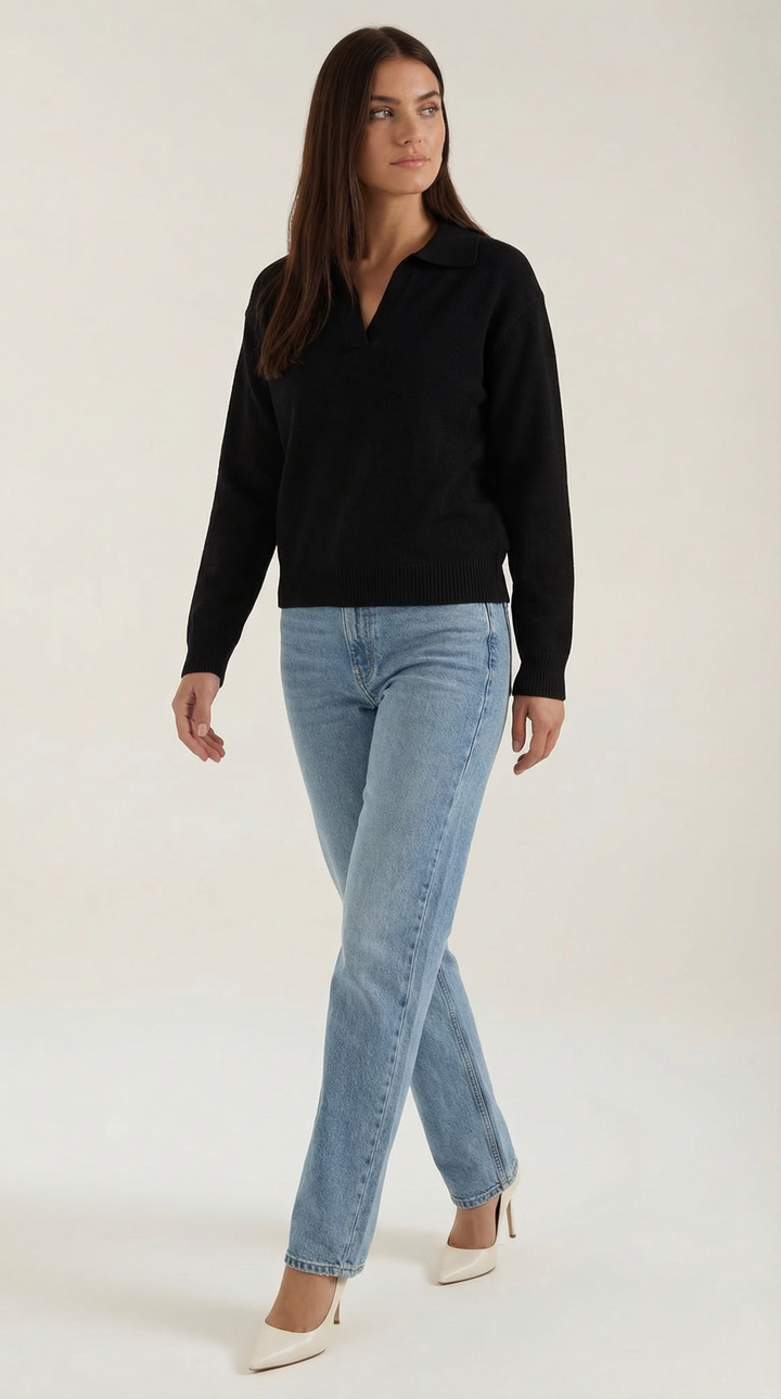 'Margaret' Casual Polo met V-hals