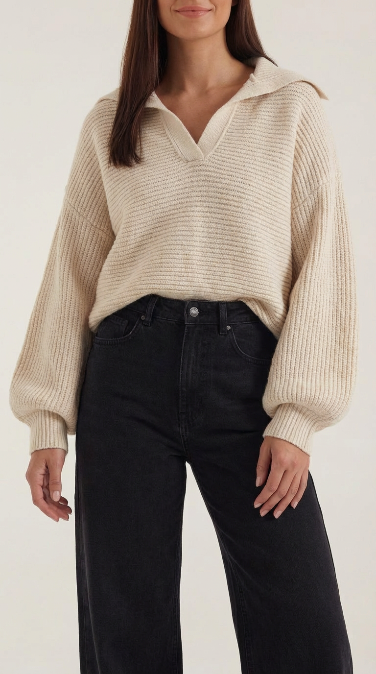 'Pauline' chunky knit hoge nek trui