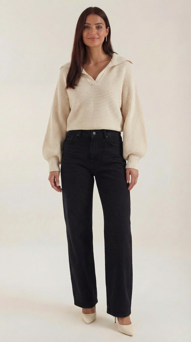 'Pauline' chunky knit hoge nek trui