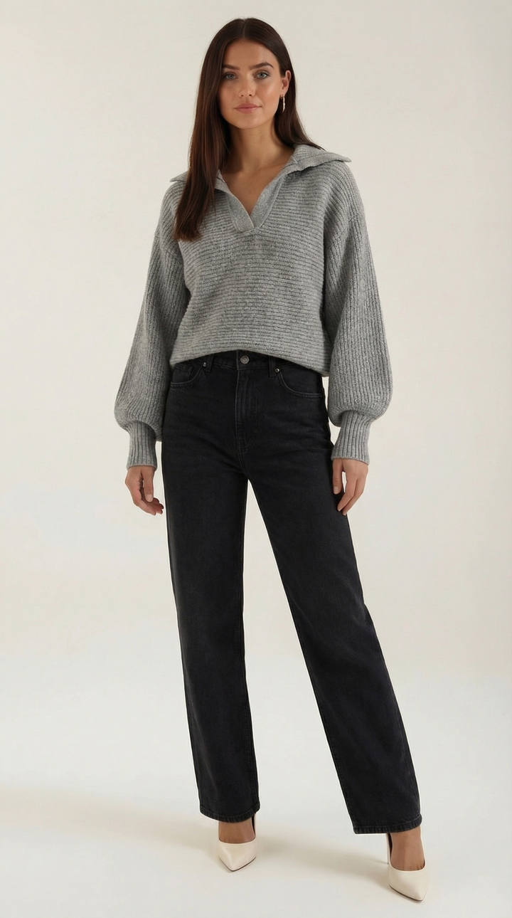 'Pauline' chunky knit hoge nek trui