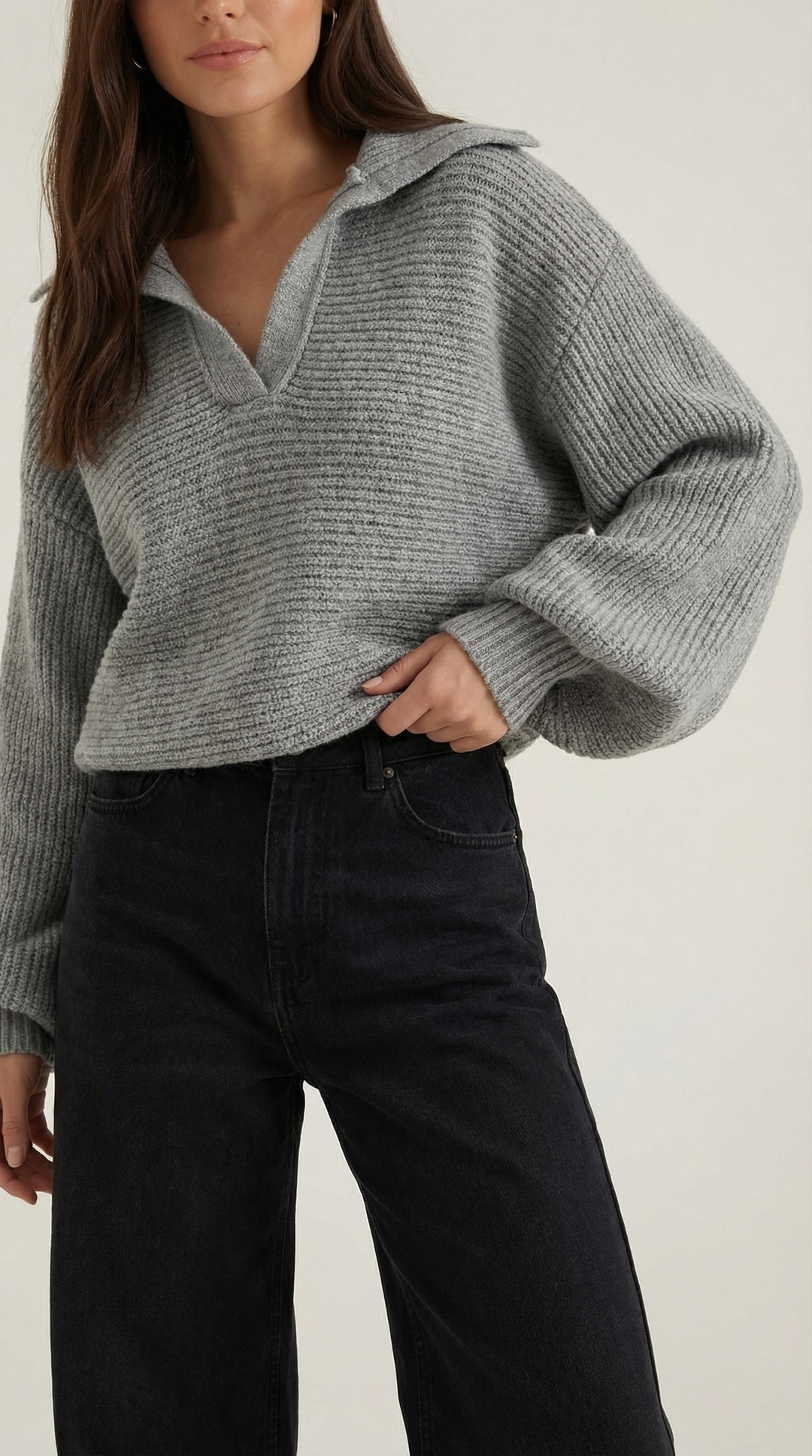 'Pauline' chunky knit hoge nek trui