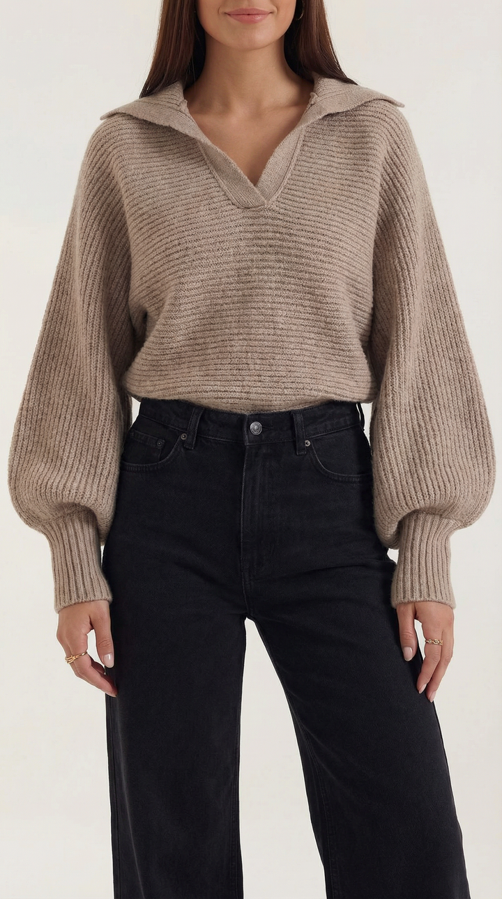 'Pauline' chunky knit hoge nek trui