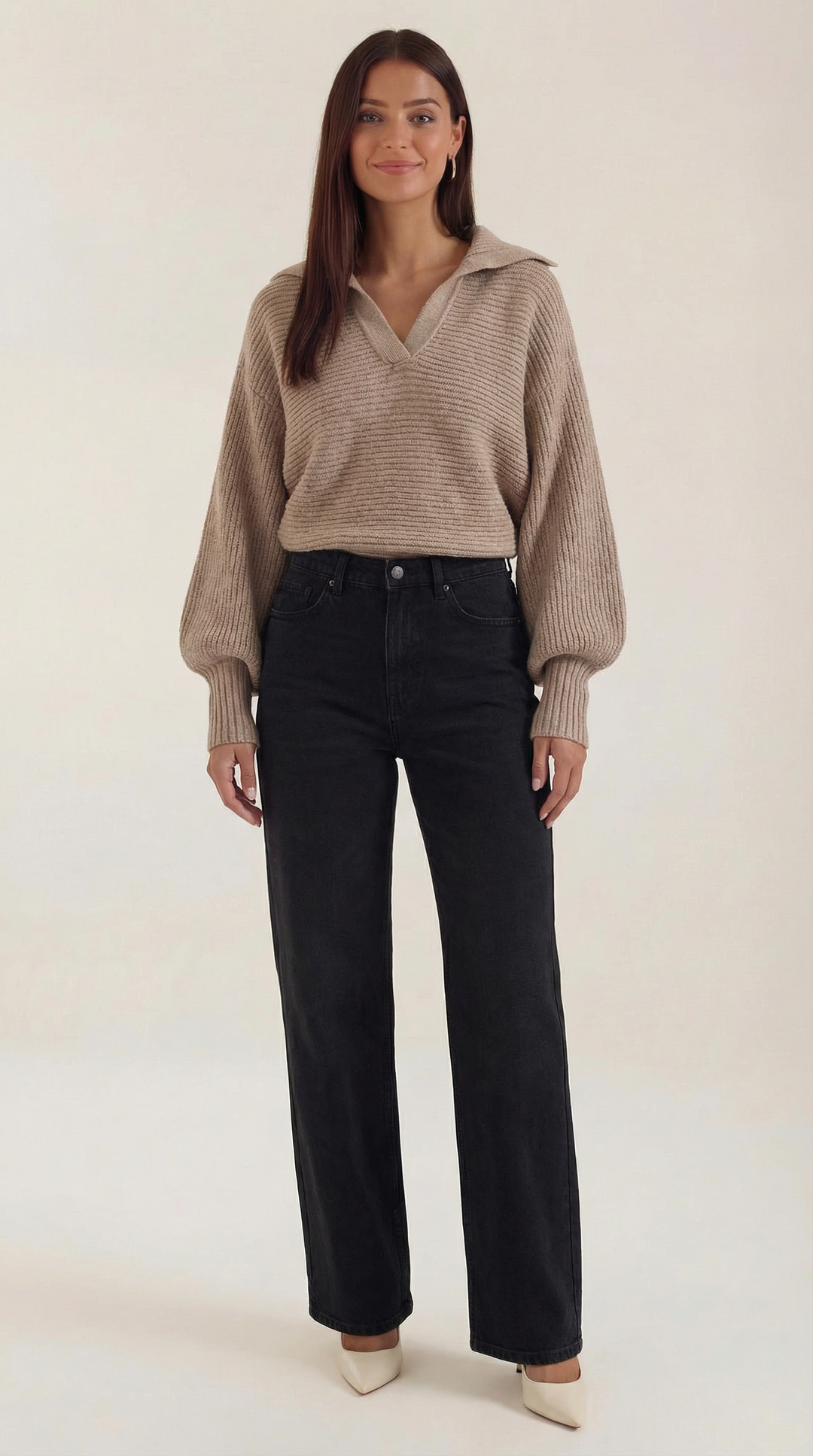 'Pauline' chunky knit hoge nek trui