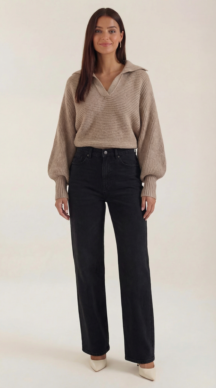 'Pauline' chunky knit hoge nek trui