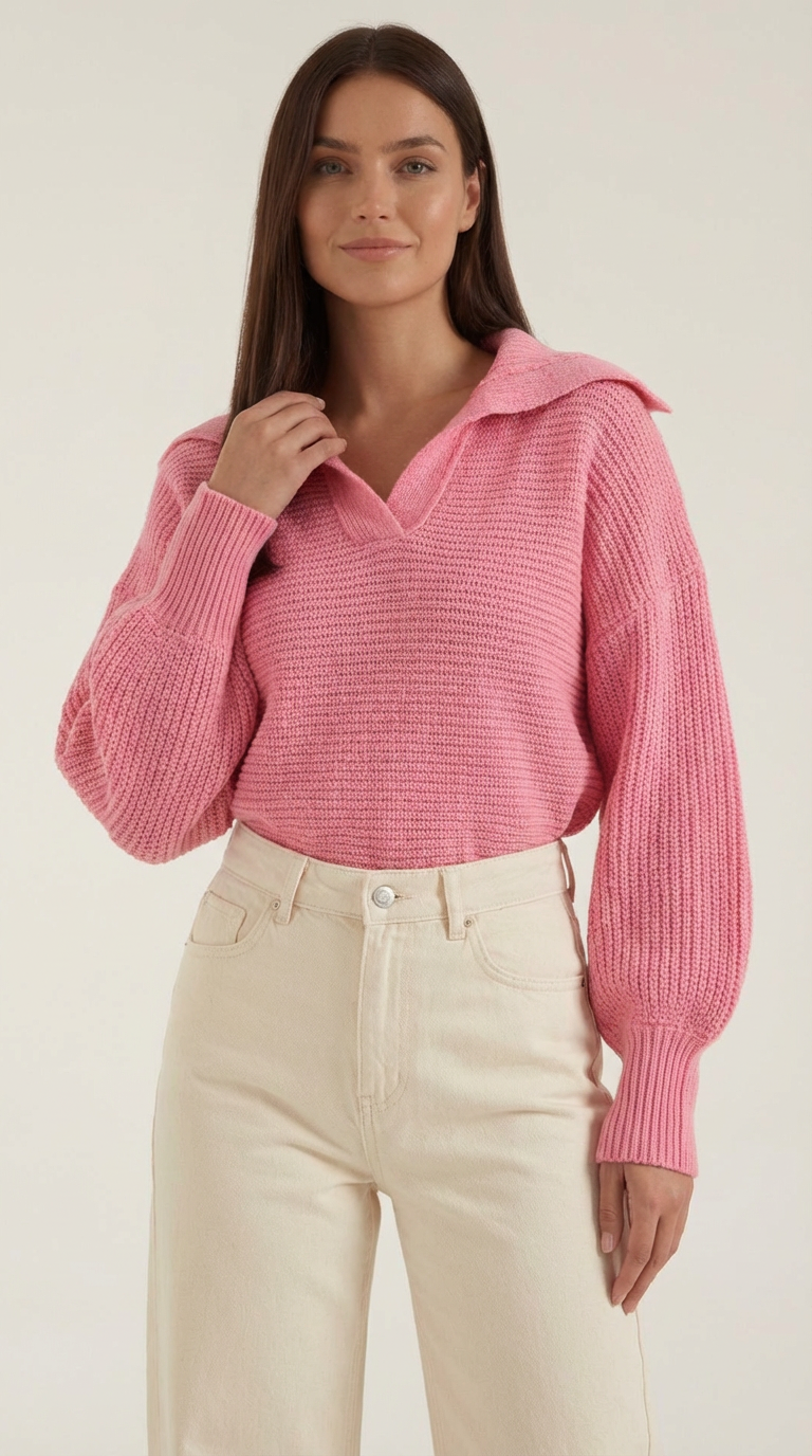 'Pauline' chunky knit hoge nek trui