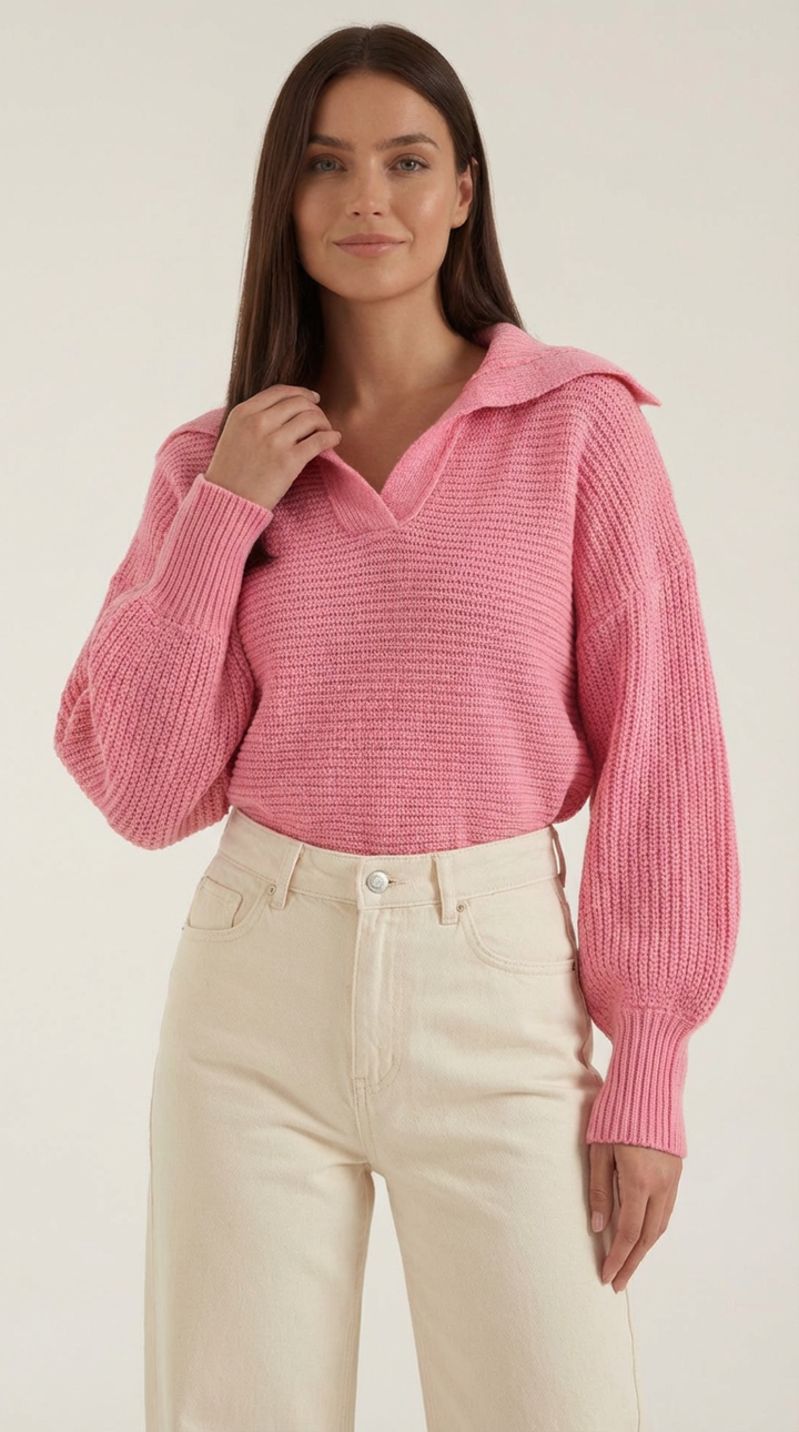 'Pauline' chunky knit hoge nek trui