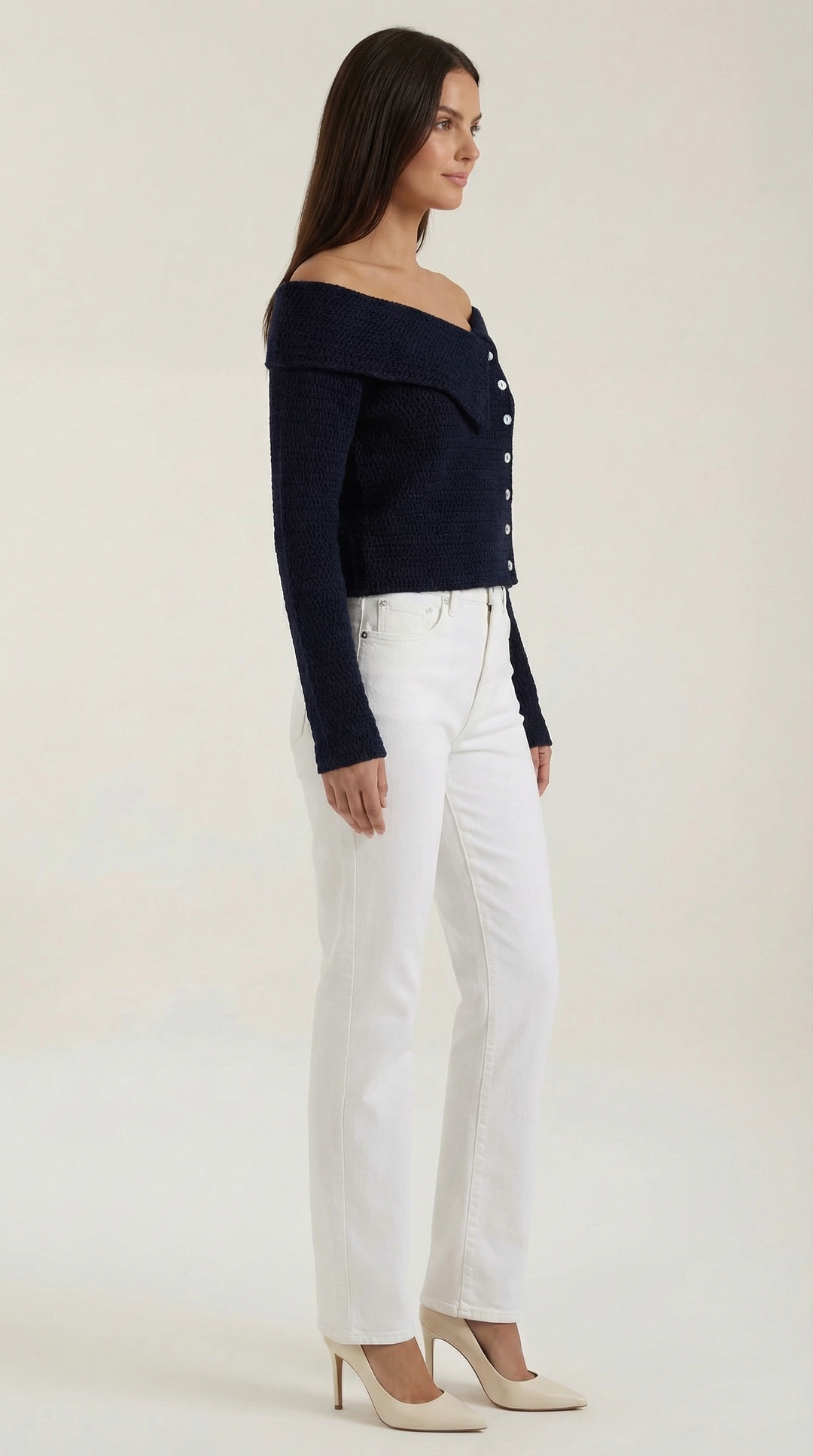 Sarah asymmetrische gebreide top