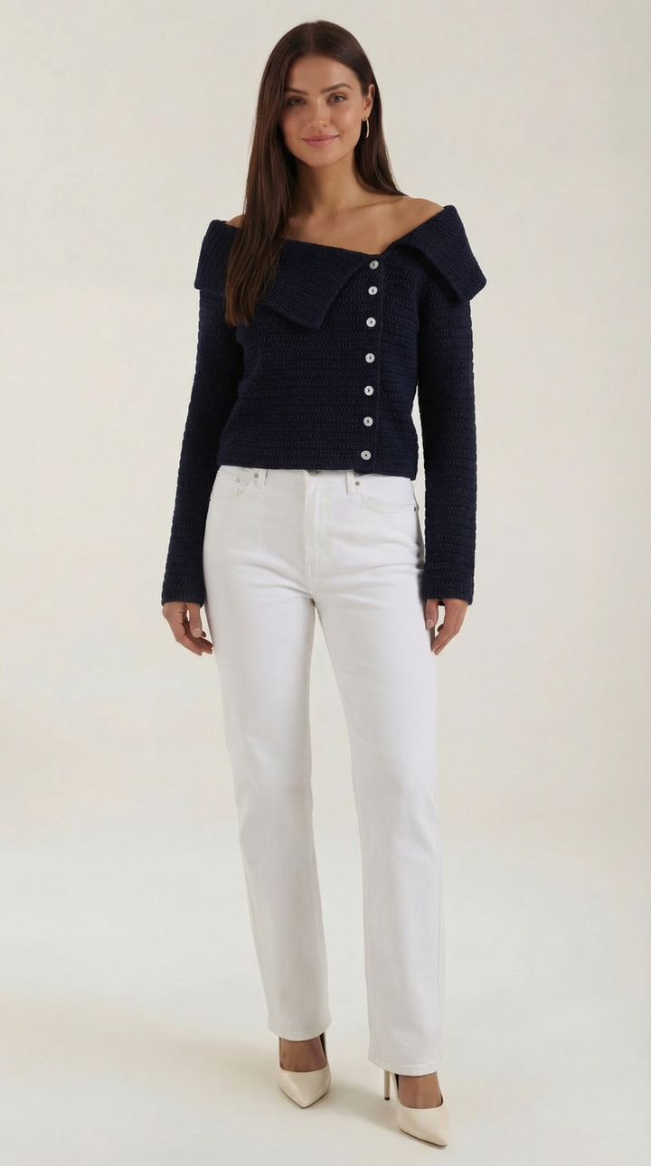 Sarah asymmetrische gebreide top
