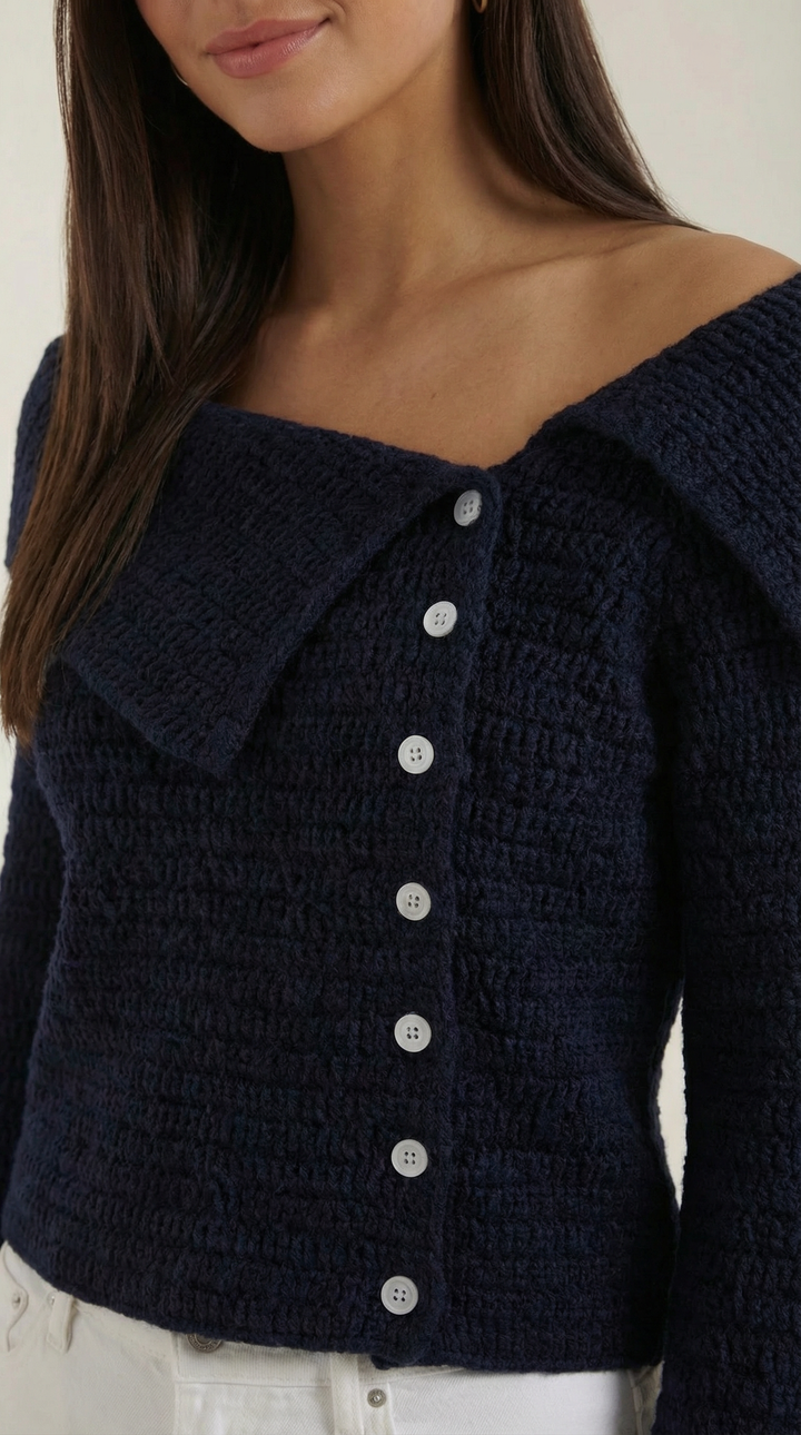 Sarah asymmetrische gebreide top