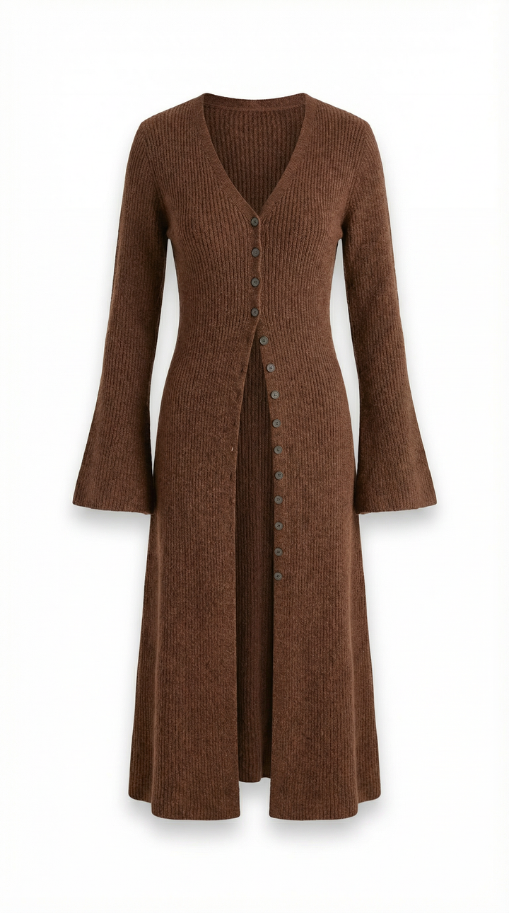 'Valerie' Maxi Gebreide Cardigan met V-hals