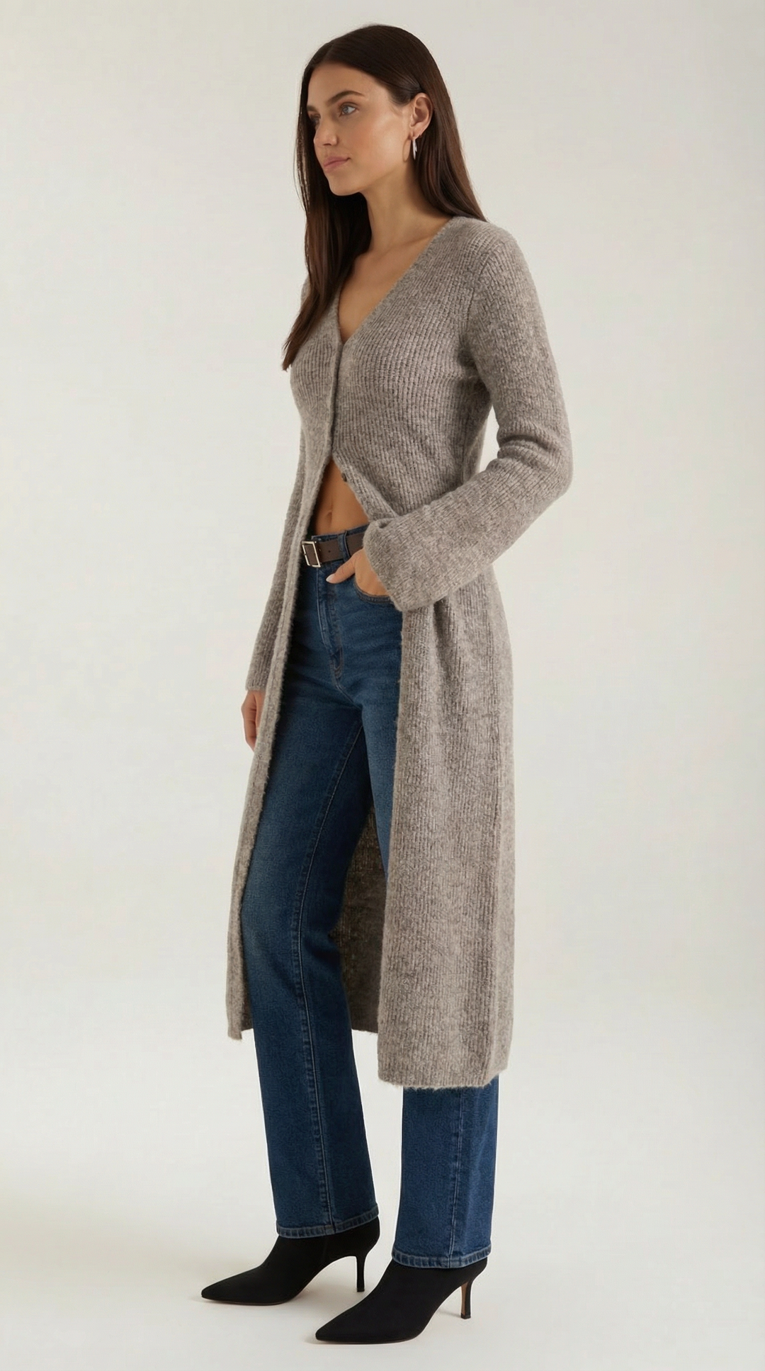 'Valerie' Maxi Gebreide Cardigan met V-hals