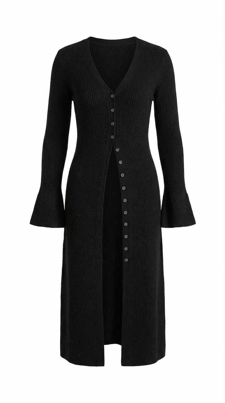 'Valerie' Maxi Gebreide Cardigan met V-hals