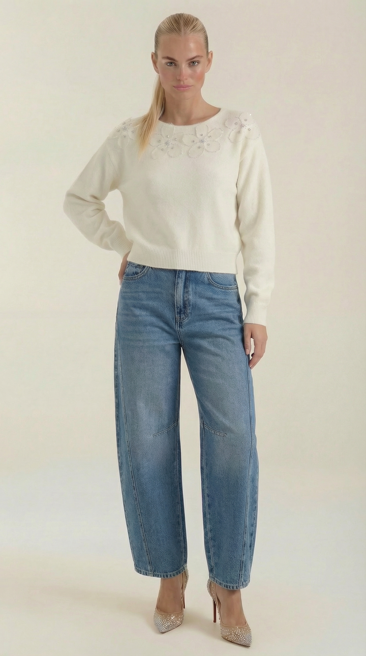 Vicki Hoge Taille Barrel Leg Jeans