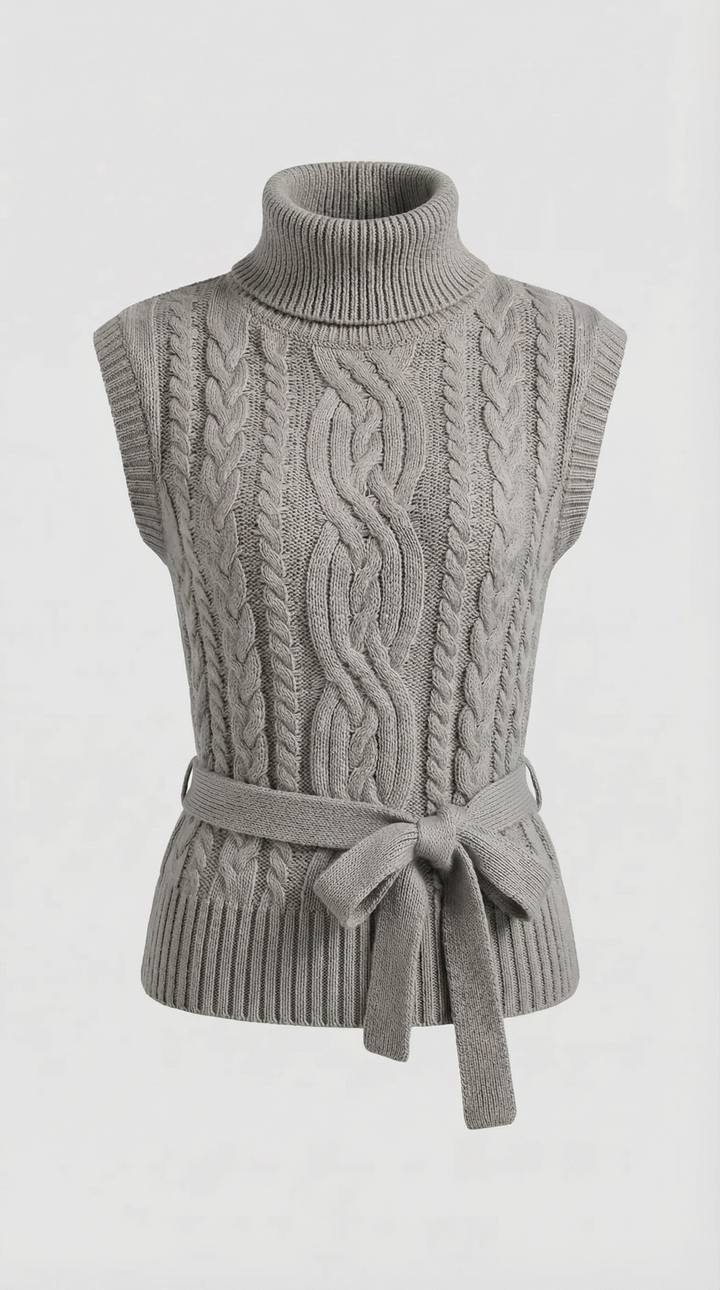 Wendy hoge hals kabelgebreide vest
