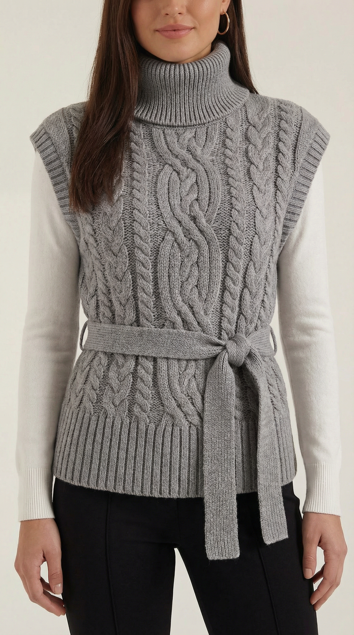 Wendy hoge hals kabelgebreide vest