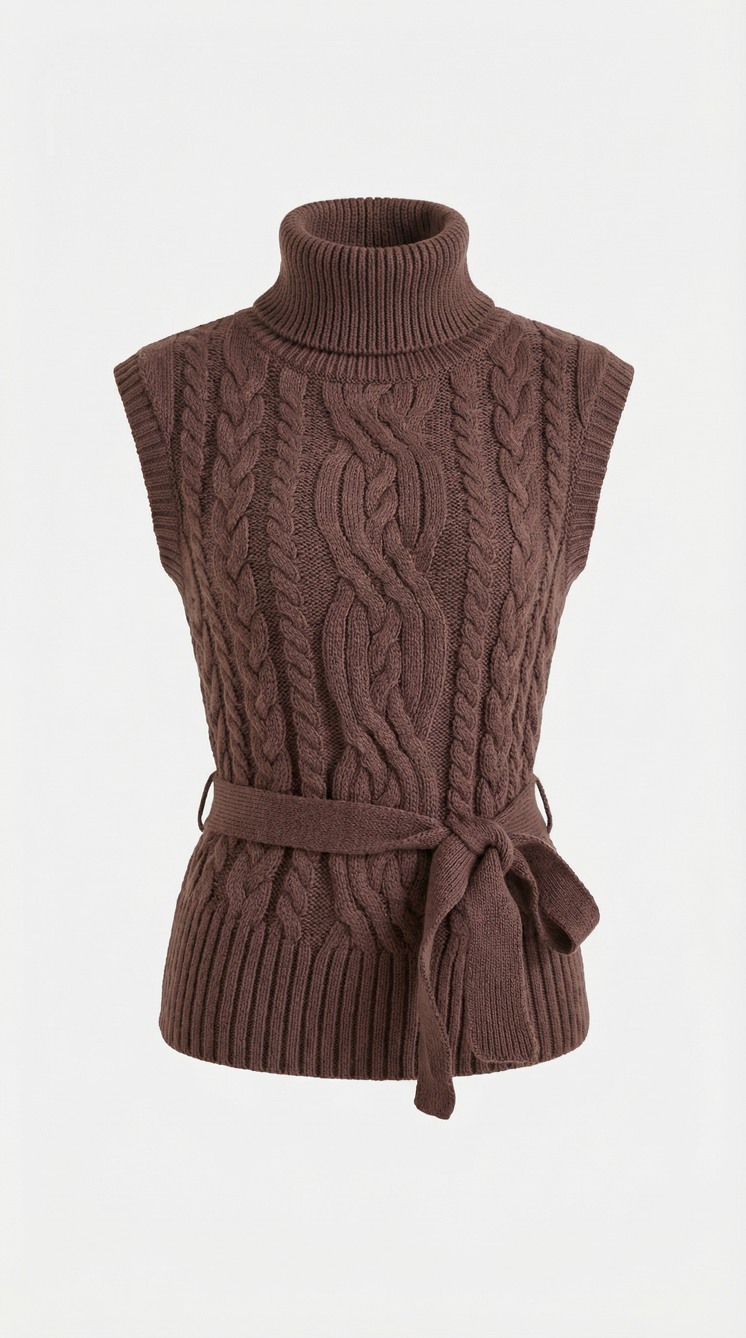 Wendy hoge hals kabelgebreide vest