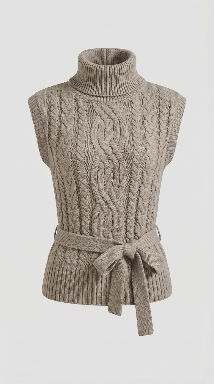 Wendy hoge hals kabelgebreide vest