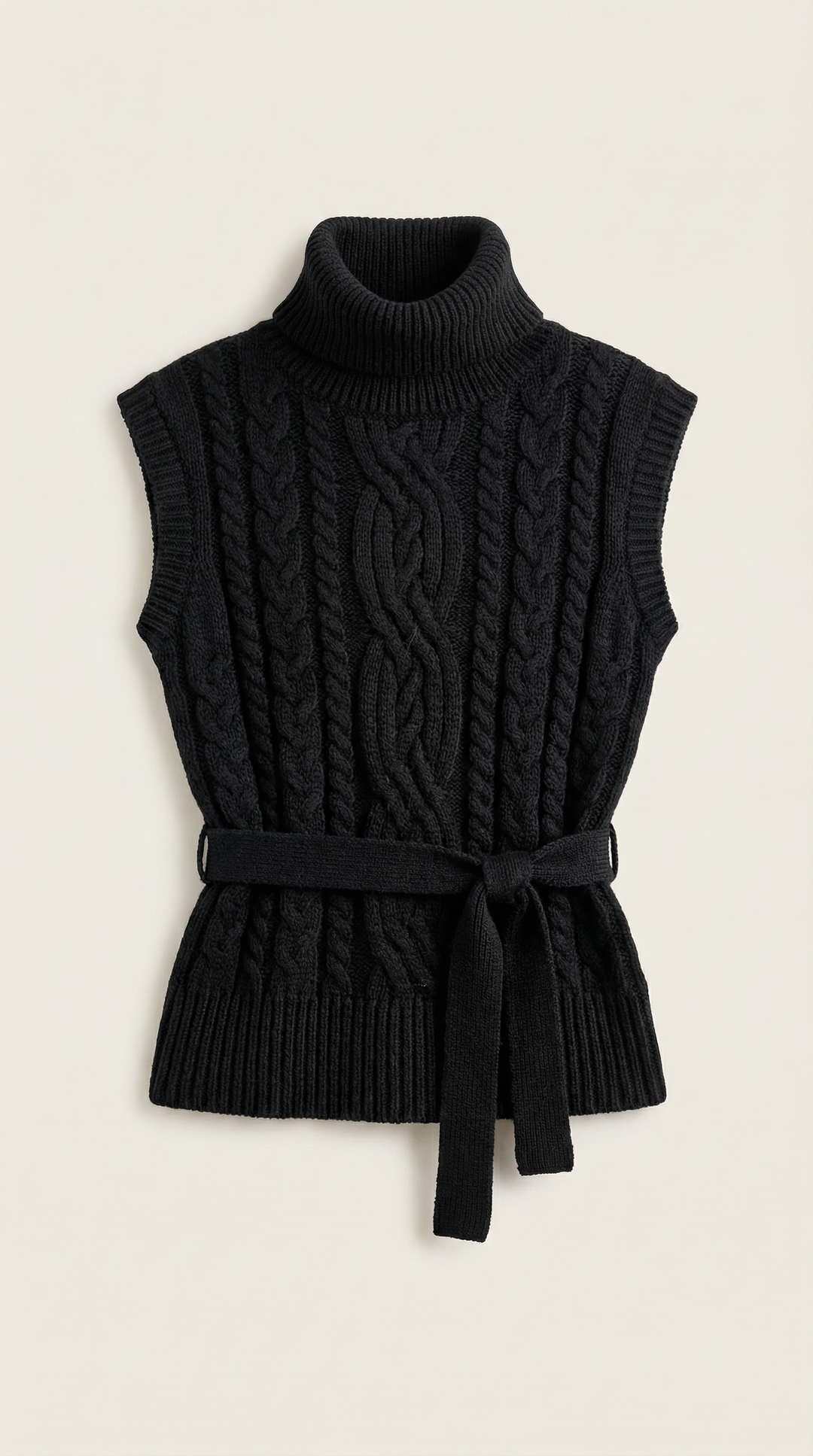Wendy hoge hals kabelgebreide vest
