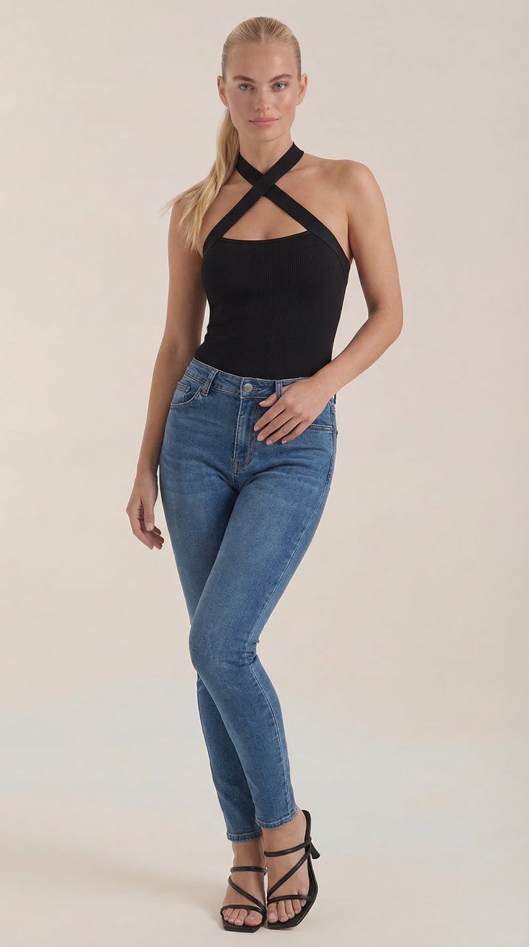 Brianna Haltertop met kruisbanden