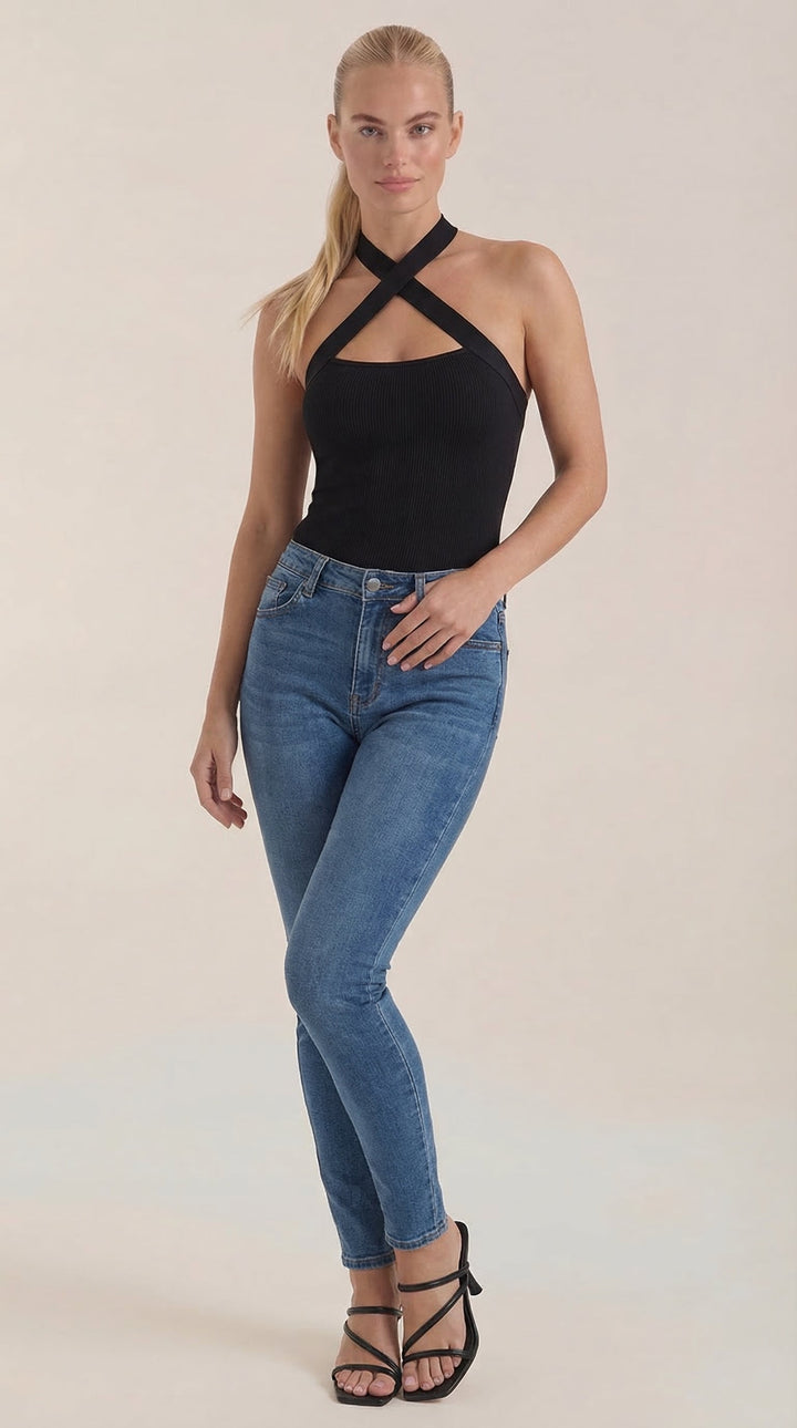 Brianna Haltertop met kruisbanden