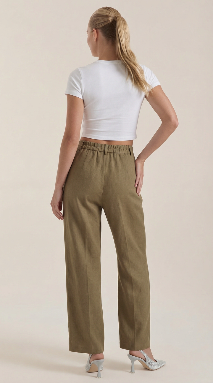 Courtney Hoge Taille Plissé Broek