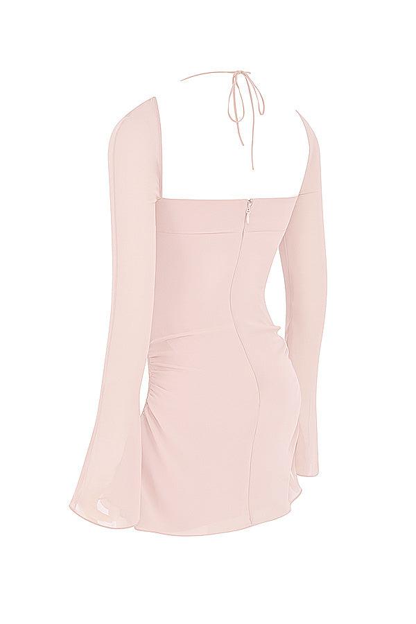 Serena | Halter mini jurk van chiffon met elegante uitsnijding