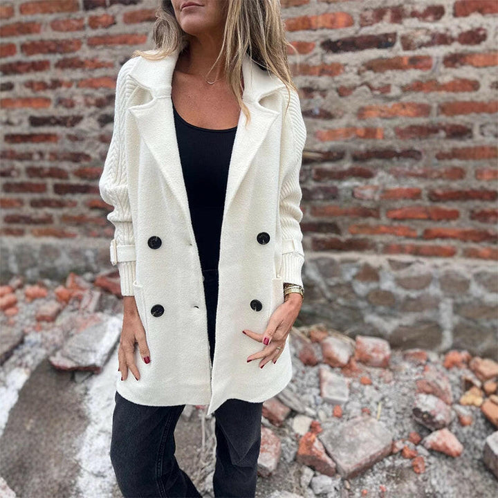 Isabella | Gebreide Mouw Dubbelgeknoopte Jas